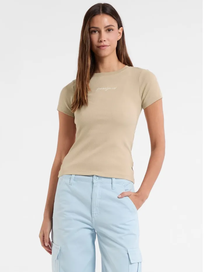 GUESS Tops and Tees Eco Crewneck Logo Tee Blue 8211 Women