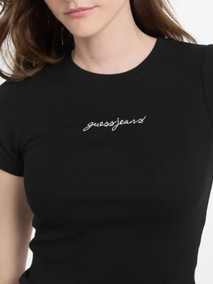 GUESS Tops and Tees Eco Crewneck Logo Tee Blue 8211 Women