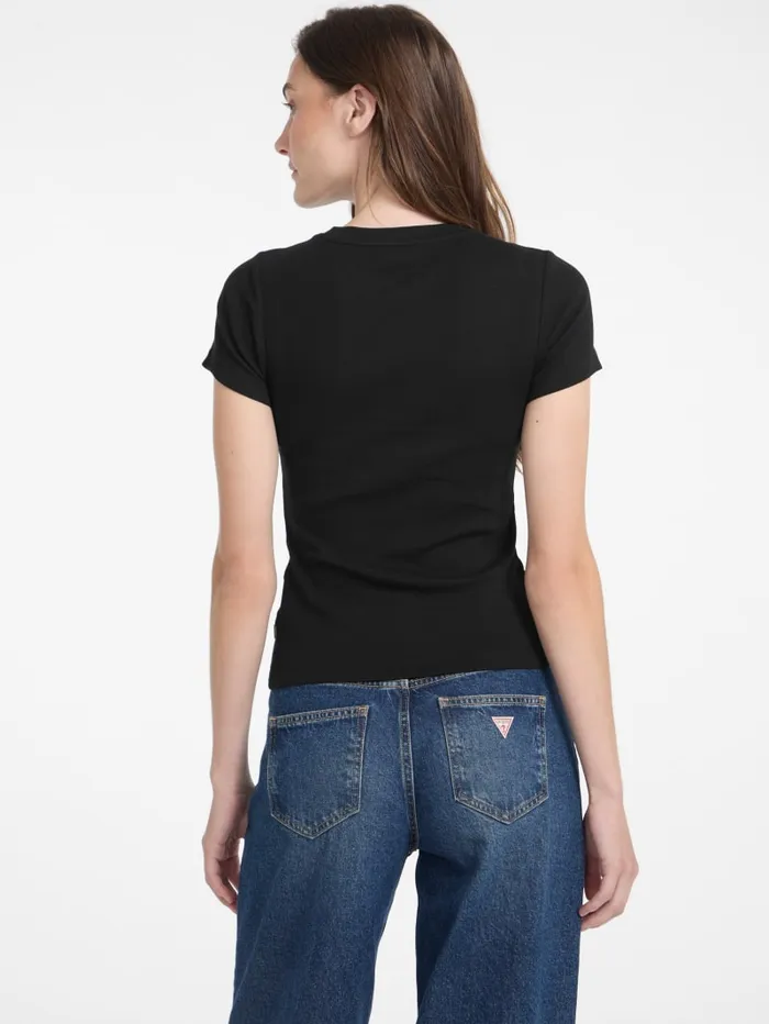 GUESS Tops and Tees Eco Crewneck Logo Tee Blue 8211 Women