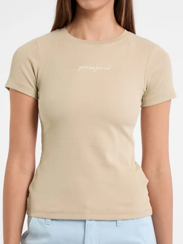 GUESS Tops and Tees Eco Crewneck Logo Tee Blue 8211 Women