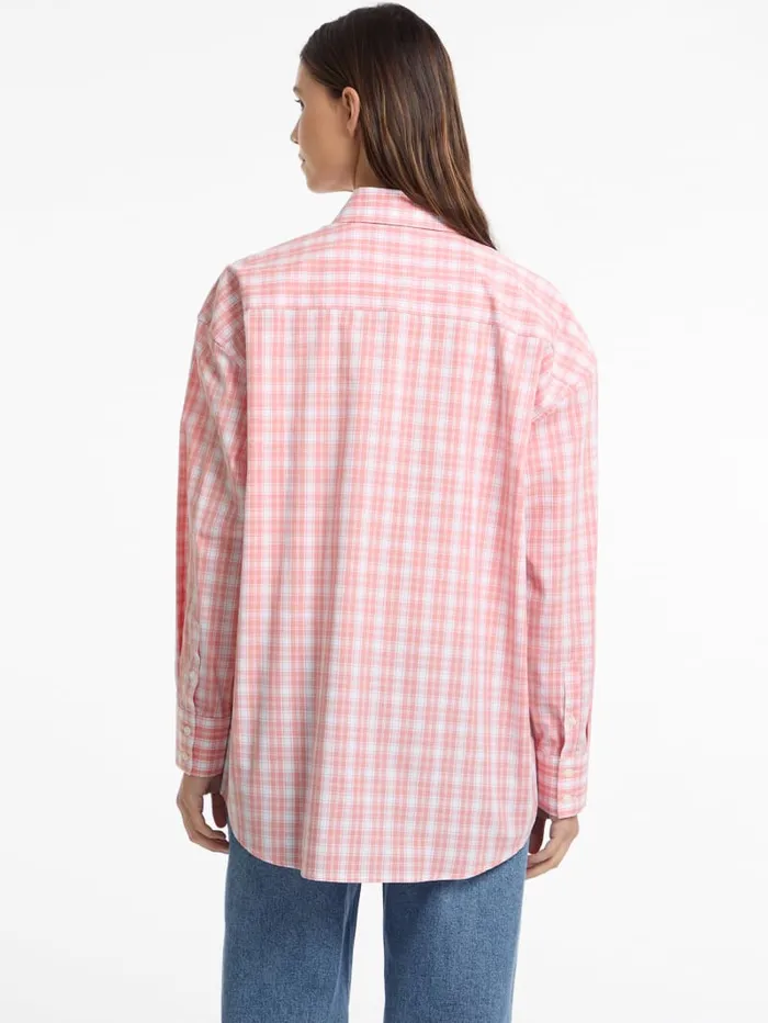 GUESS Tops and Tees Eco Oversized Plaid Poplin Shirt Blue 8211 Women