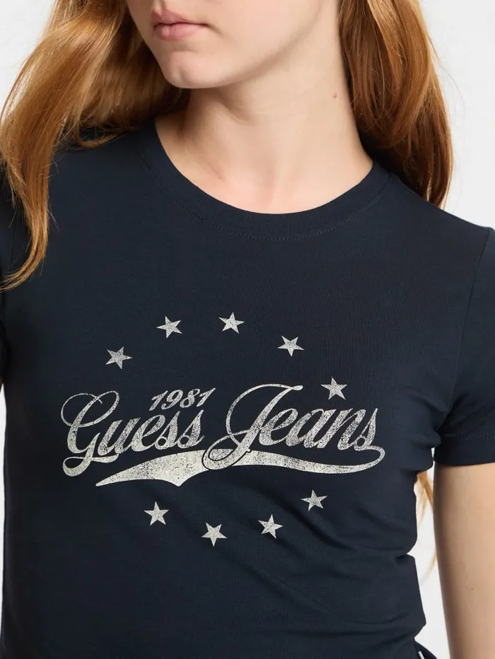GUESS Tops and Tees Eco Vintage Printed Logo Tee Blue 8211 Women