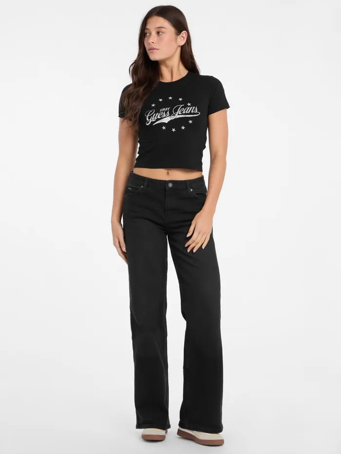 GUESS Tops and Tees Eco Vintage Printed Logo Tee Blue 8211 Women