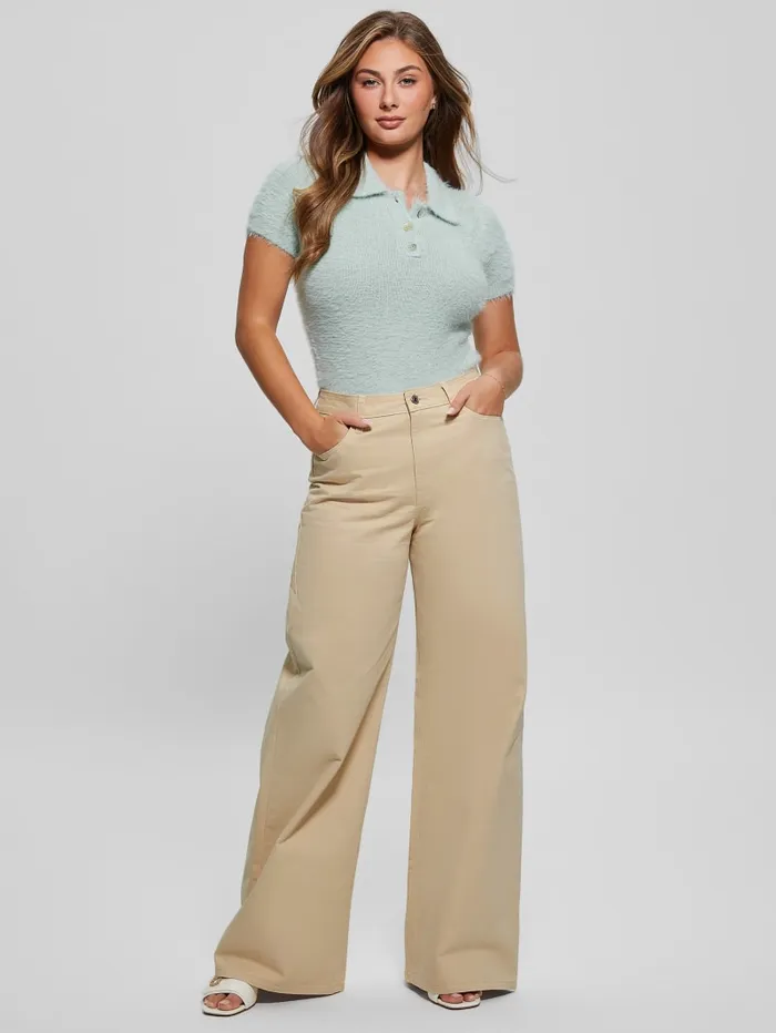 GUESS Tops Coraline Fuzzy Polo White 8211 Women