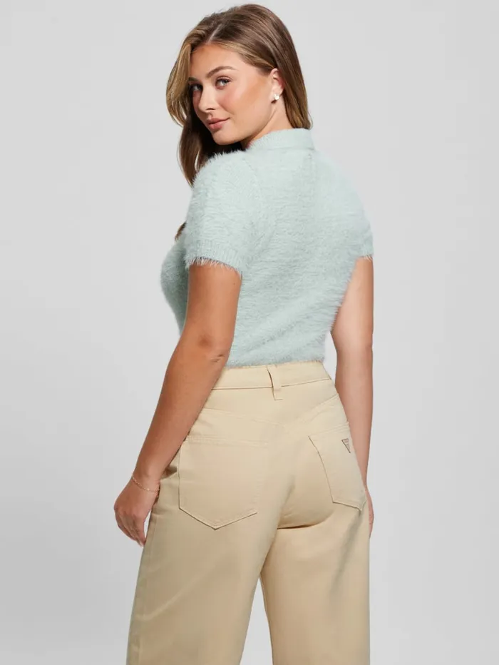 GUESS Tops Coraline Fuzzy Polo White 8211 Women