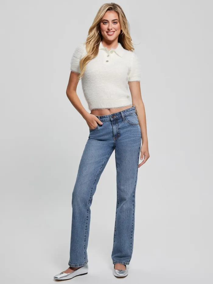 GUESS Tops Coraline Fuzzy Polo White 8211 Women