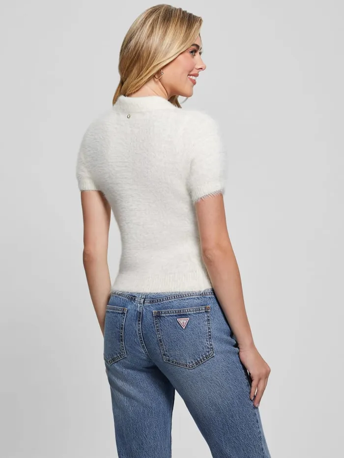 GUESS Tops Coraline Fuzzy Polo White 8211 Women