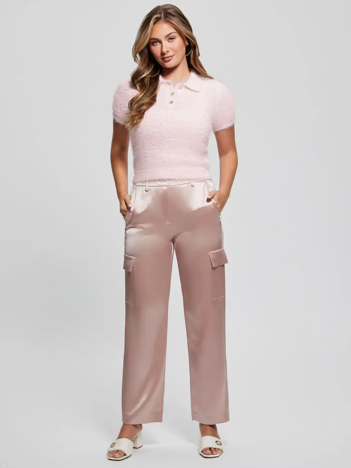 GUESS Tops Coraline Fuzzy Polo White 8211 Women
