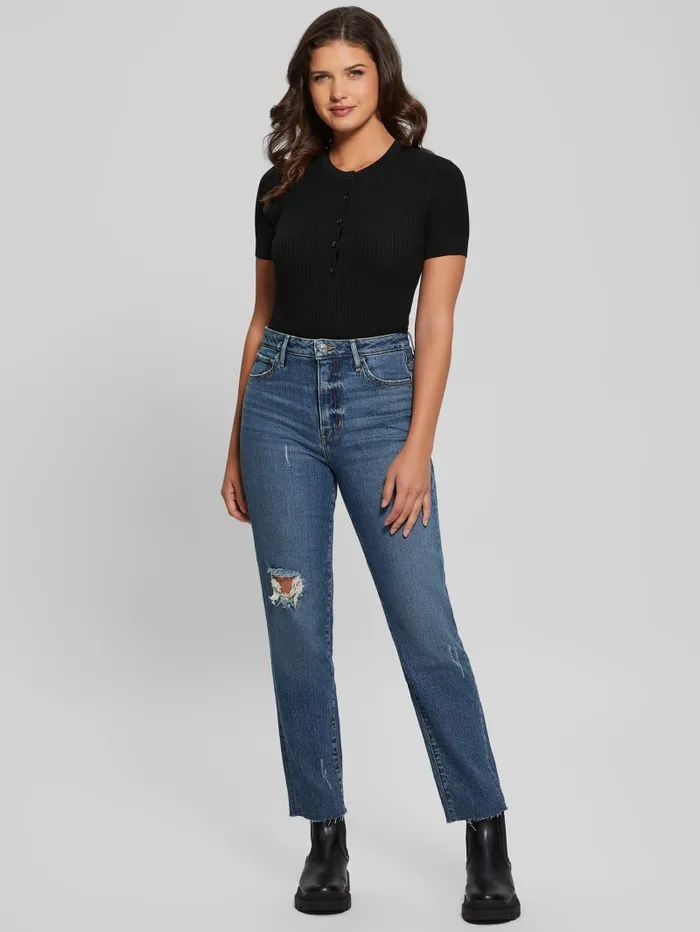 GUESS Tops Eco Anders Henley Bodysuit Black 8211 Women