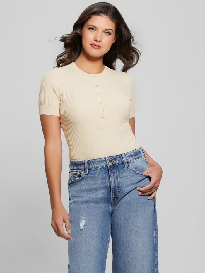 GUESS Tops Eco Anders Henley Bodysuit Black 8211 Women