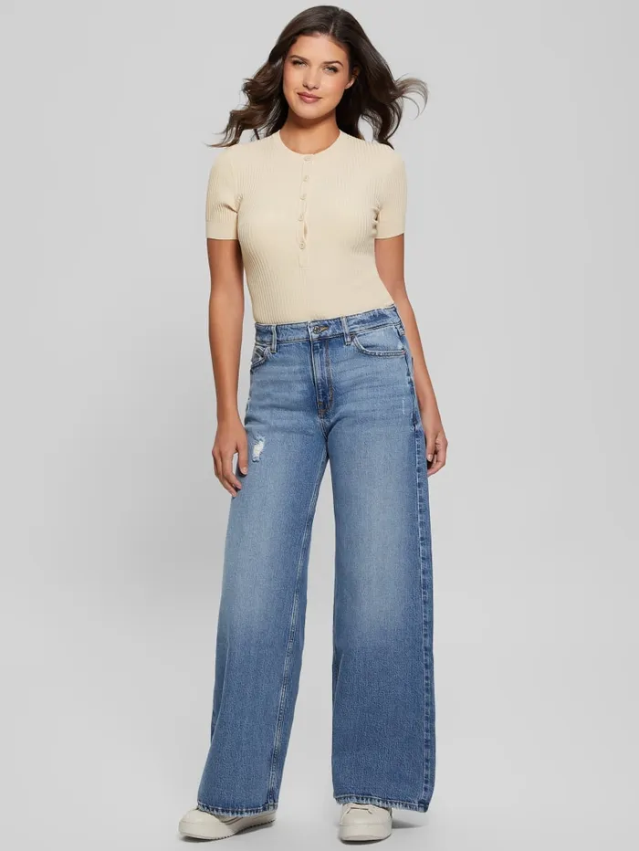 GUESS Tops Eco Anders Henley Bodysuit Black 8211 Women