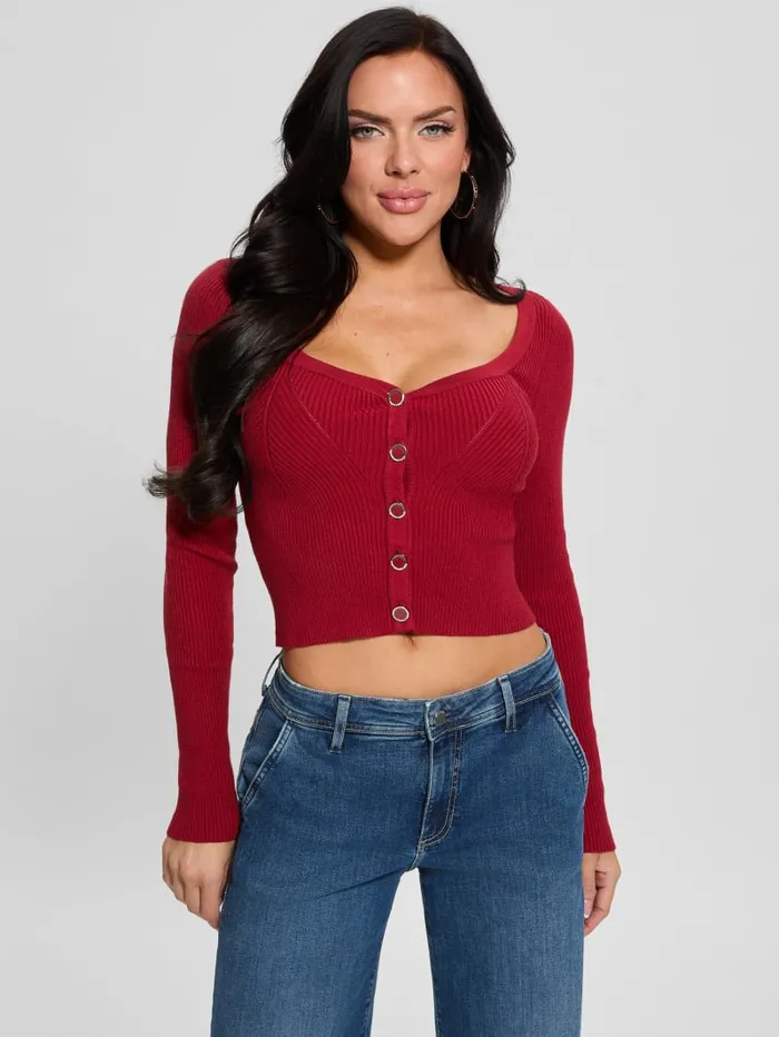 GUESS Tops Eco Katelyn Crop Cardigan Black 8211 Women