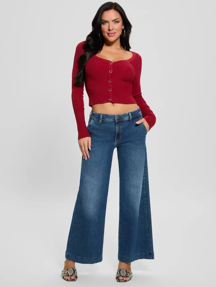 GUESS Tops Eco Katelyn Crop Cardigan Black 8211 Women