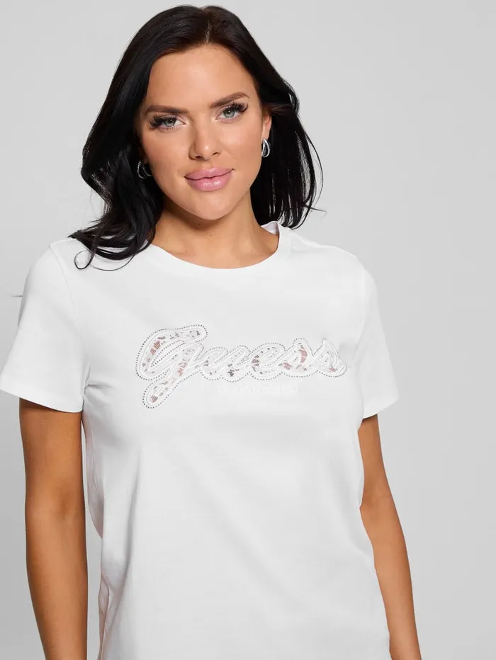 GUESS Tops Eco Lace Logo Easy Tee Red 8211 Women