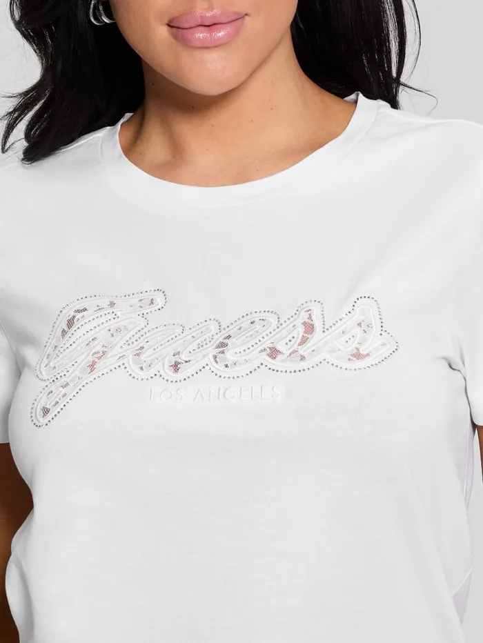 GUESS Tops Eco Lace Logo Easy Tee Red 8211 Women