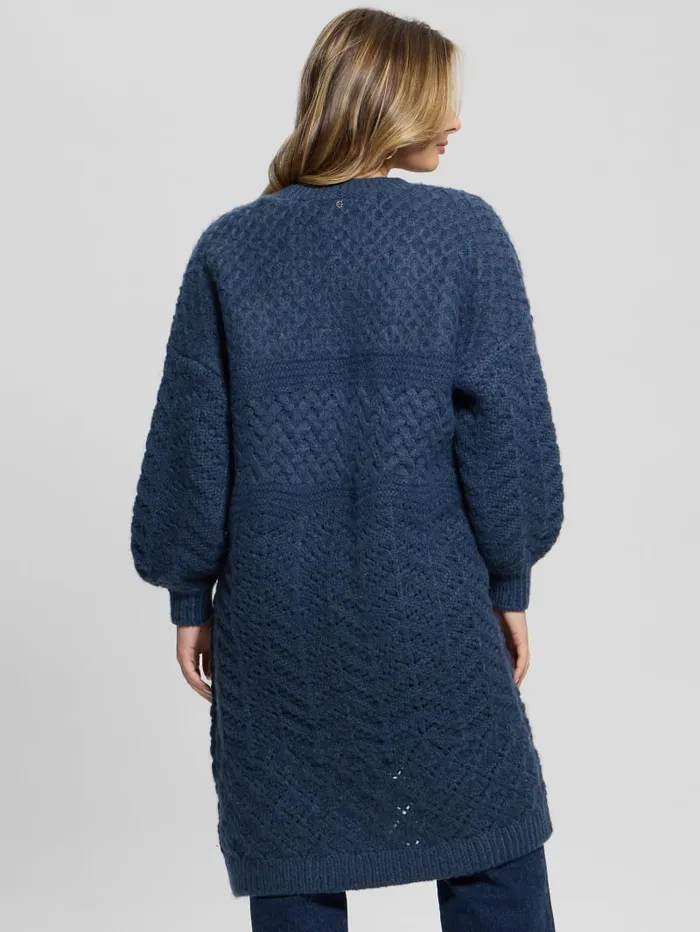 GUESS Tops Eco Valeria Mixed Stitch Cardigan Blue 8211 Women