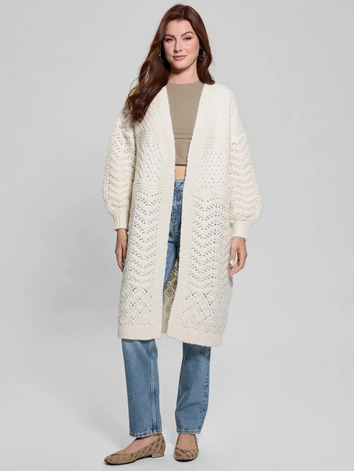 GUESS Tops Eco Valeria Mixed Stitch Cardigan Blue 8211 Women