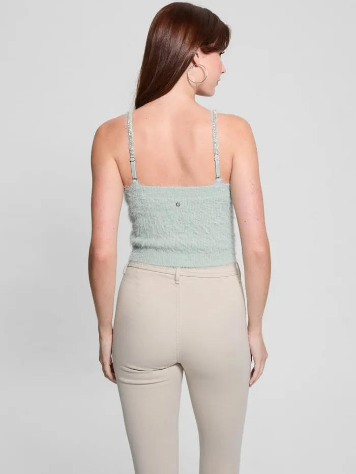GUESS Tops Keyla Fuzzy Sweater Crop Cami Pink 8211 Women