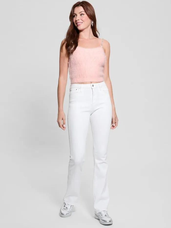 GUESS Tops Keyla Fuzzy Sweater Crop Cami Pink 8211 Women