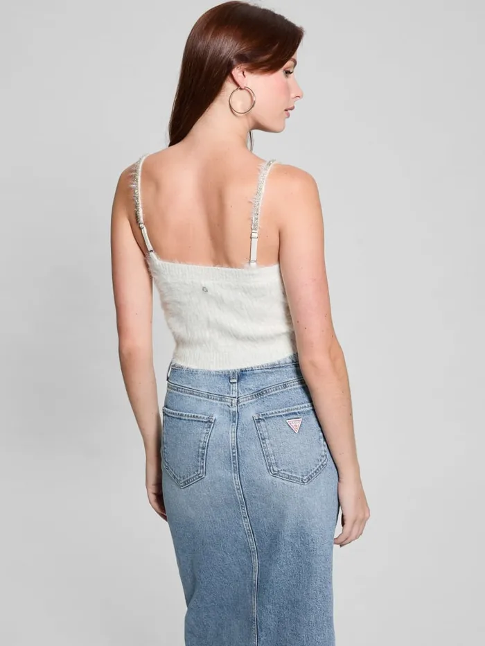 GUESS Tops Keyla Fuzzy Sweater Crop Cami Pink 8211 Women