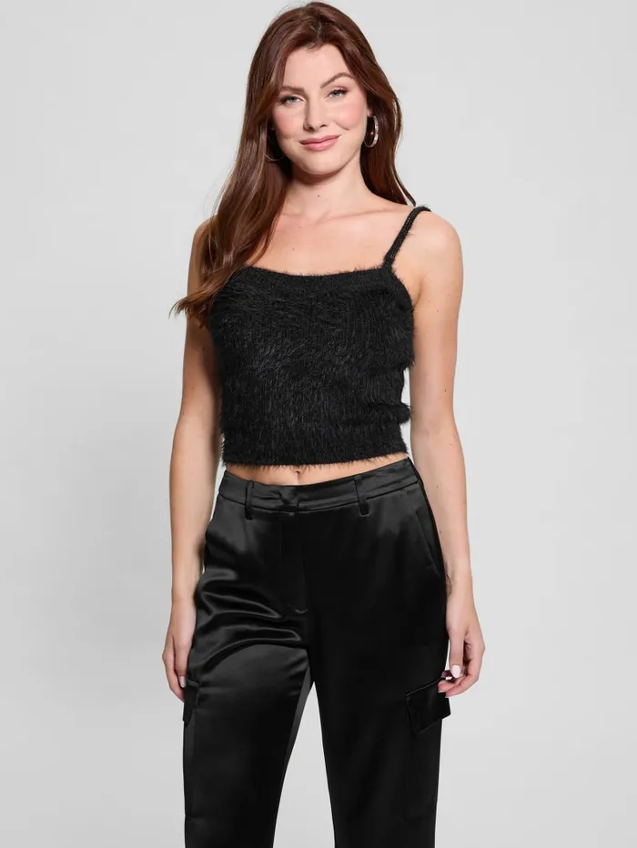 GUESS Tops Keyla Fuzzy Sweater Crop Cami Pink 8211 Women