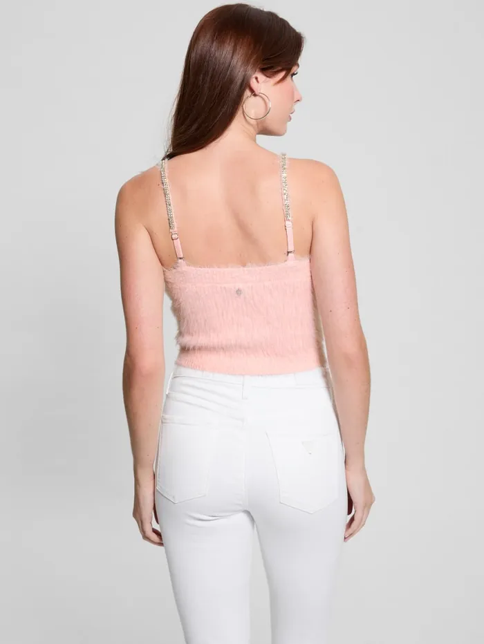 GUESS Tops Keyla Fuzzy Sweater Crop Cami Pink 8211 Women