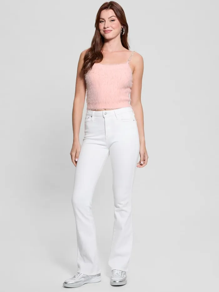 GUESS Tops Keyla Fuzzy Sweater Crop Cami Pink 8211 Women