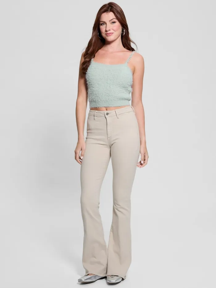 GUESS Tops Keyla Fuzzy Sweater Crop Cami Pink 8211 Women