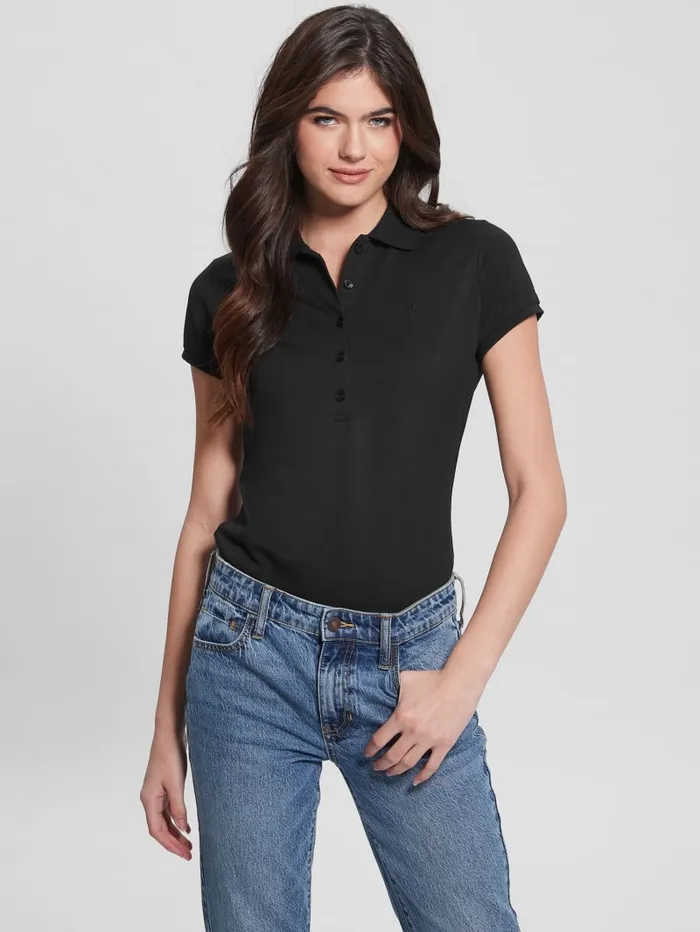 GUESS Tops Liza Pique Polo Black 8211 Women