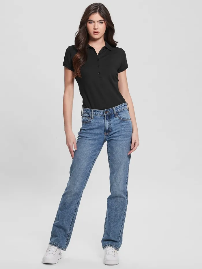 GUESS Tops Liza Pique Polo Black 8211 Women