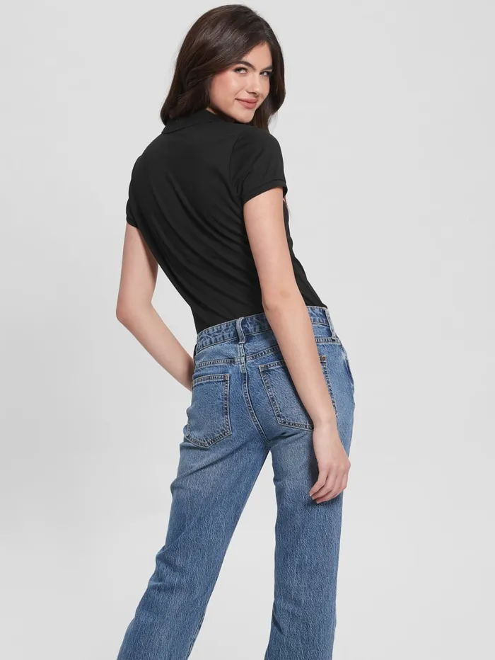 GUESS Tops Liza Pique Polo Black 8211 Women