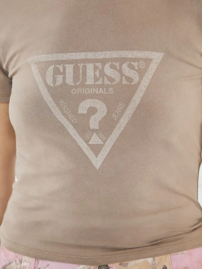 GUESS Tops Originals Vintage Triangle Baby Tee Beige 8211 Women