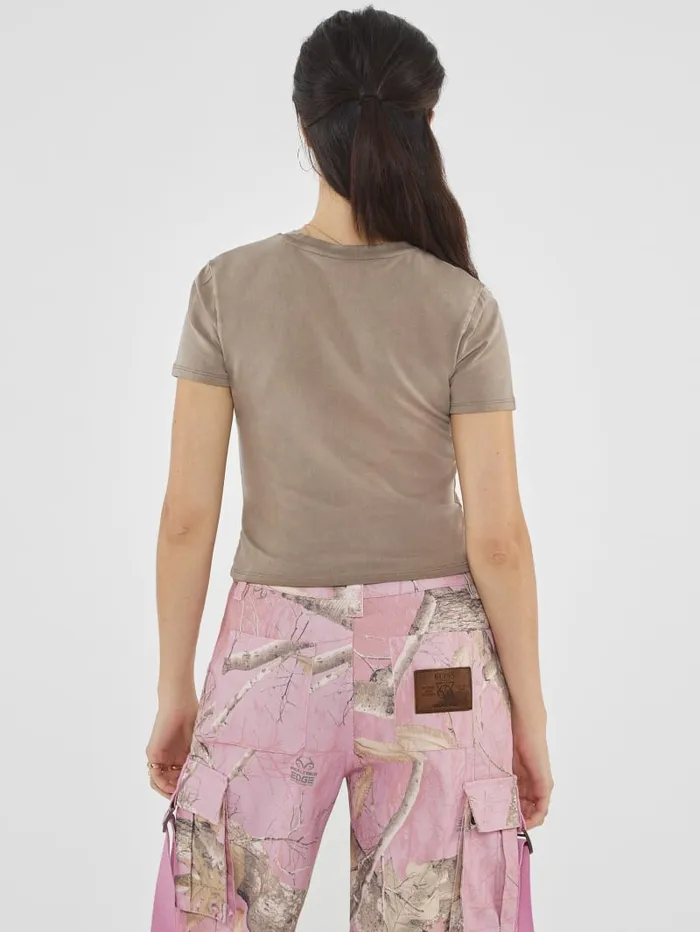 GUESS Tops Originals Vintage Triangle Baby Tee Beige 8211 Women