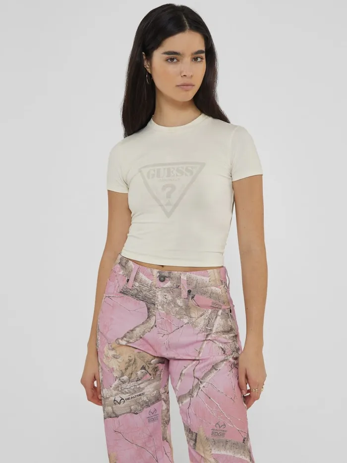 GUESS Tops Originals Vintage Triangle Baby Tee Beige 8211 Women