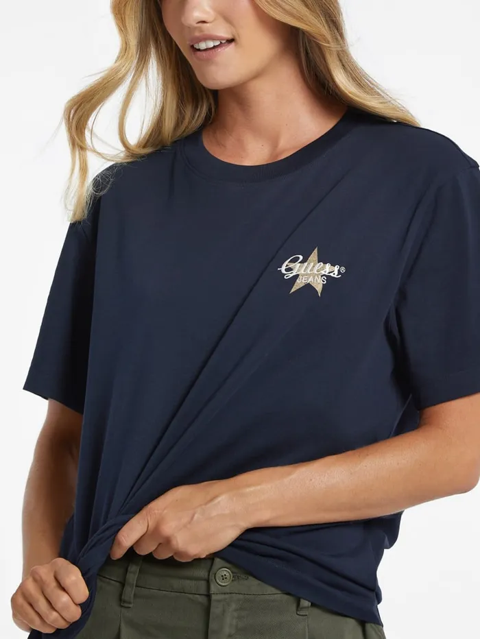 GUESS Tops Oversized Star Logo Tee Blue 8211 Women