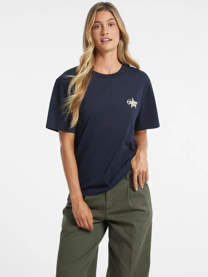 GUESS Tops Oversized Star Logo Tee Blue 8211 Women
