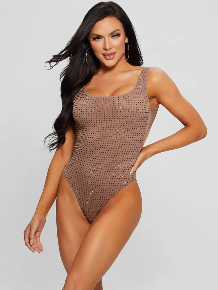 GUESS Tops Rhinestone OnePiece Swimsuit Brown 8211 Women