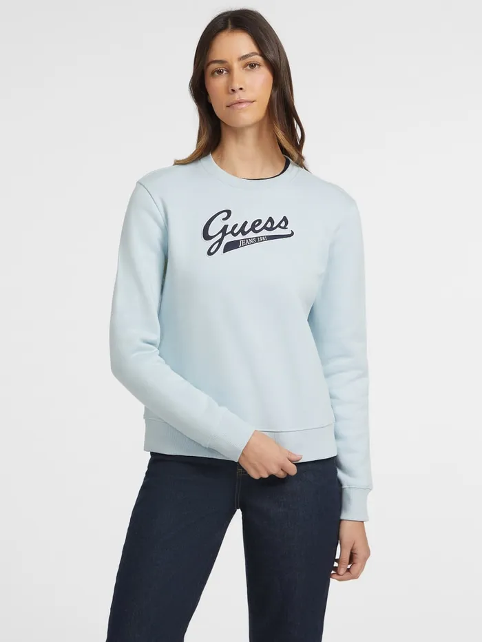 GUESS Tops Script Logo Sweatshirt White 8211 Women