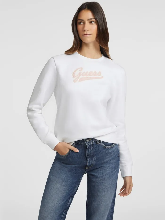 GUESS Tops Script Logo Sweatshirt White 8211 Women
