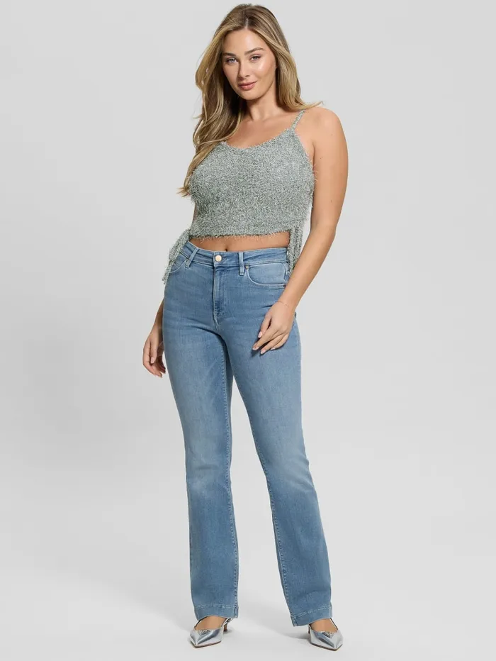 GUESS Tops Shirr Eyelash Drawstring Cami Green 8211 Women