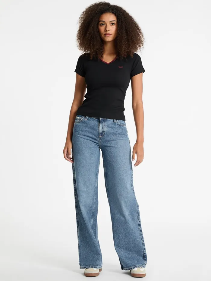 GUESS Tops Slim Embroidered Logo Polo Black 8211 Women