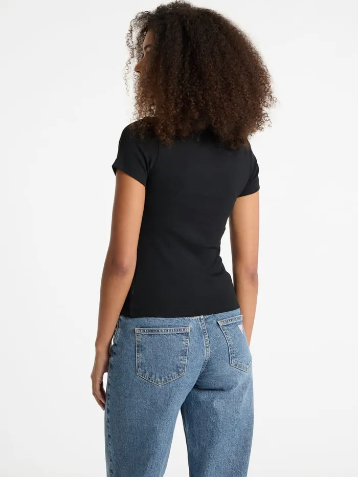 GUESS Tops Slim Embroidered Logo Polo Black 8211 Women