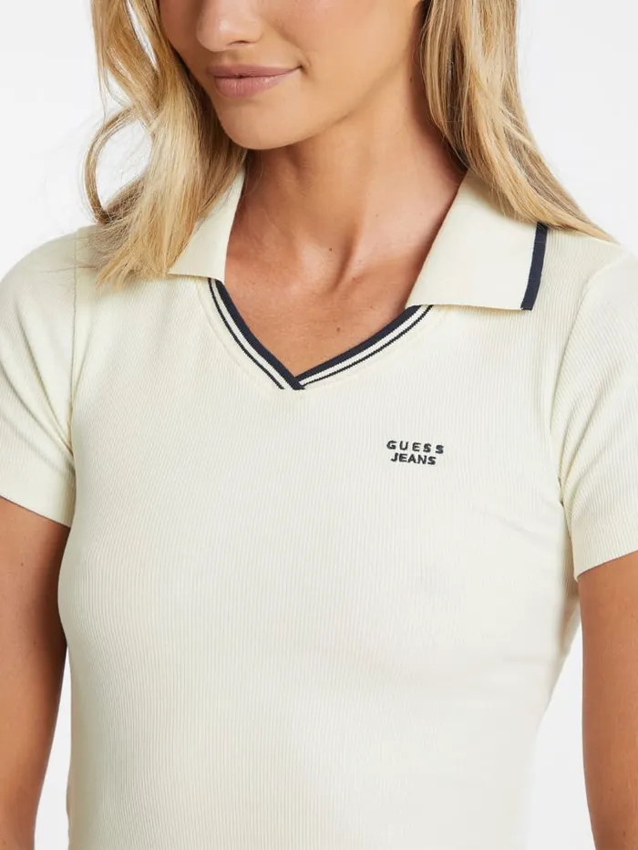 GUESS Tops Slim Embroidered Logo Polo Black 8211 Women