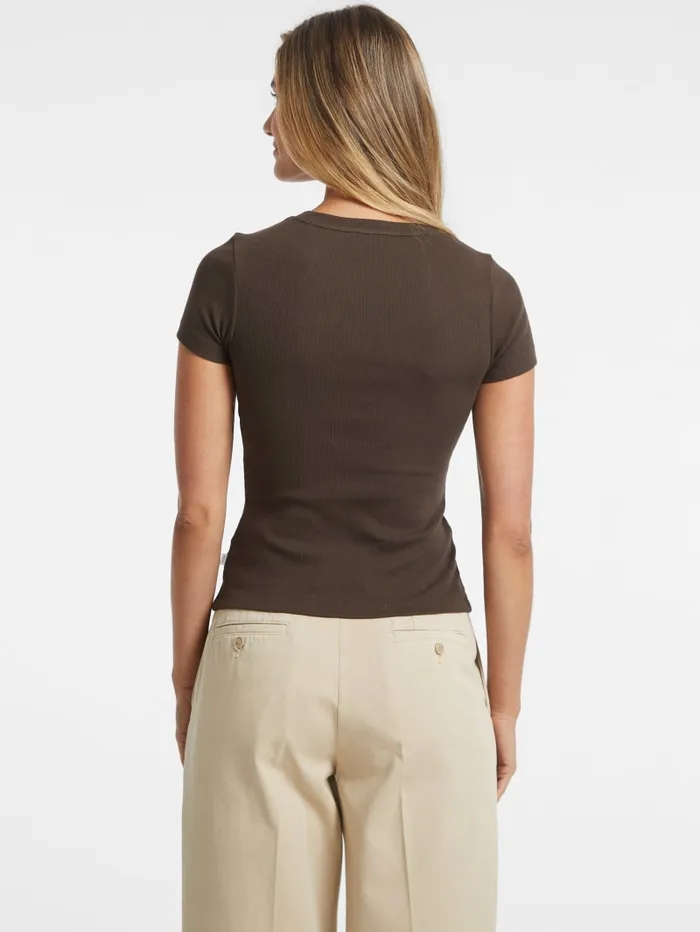 GUESS Tops Slim Embroidered Logo Tee Black 8211 Women