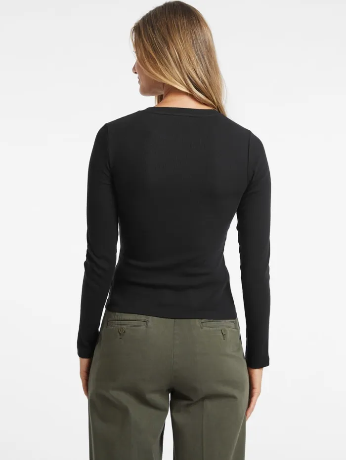 GUESS Tops Slim Embroidered Logo Tee Black 8211 Women