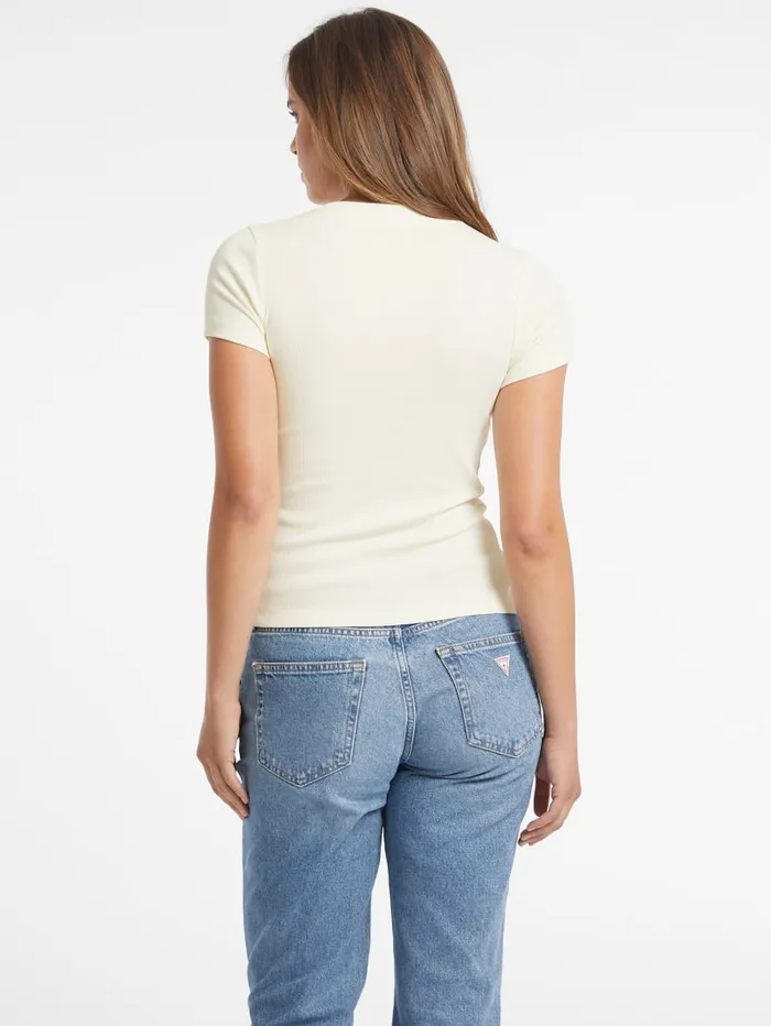GUESS Tops Slim Embroidered Logo Tee Black 8211 Women