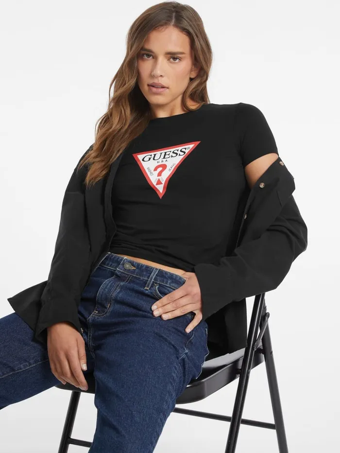 GUESS Tops Slim Iconic Tee Black 8211 Women