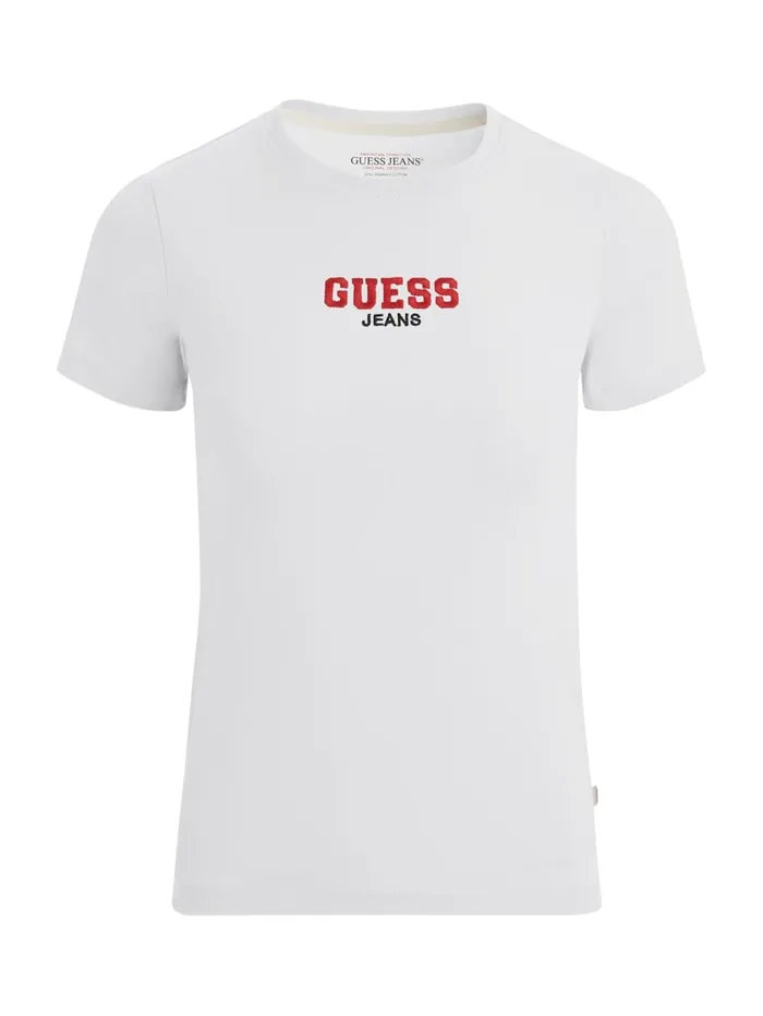GUESS Tops Slim RibKnit Embroidered Tee White 8211 Women