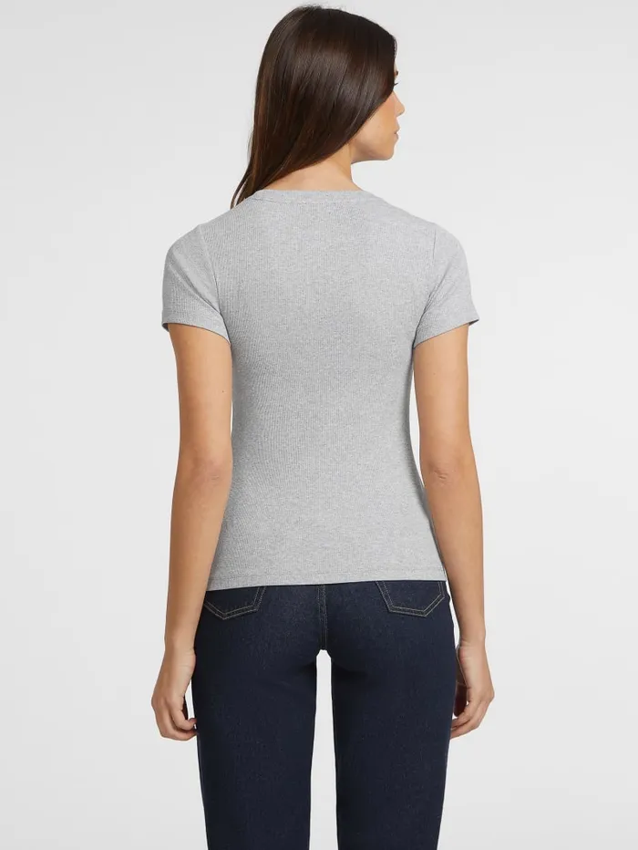 GUESS Tops Slim RibKnit Embroidered Tee White 8211 Women