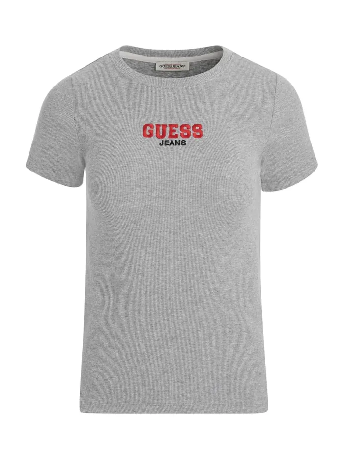 GUESS Tops Slim RibKnit Embroidered Tee White 8211 Women